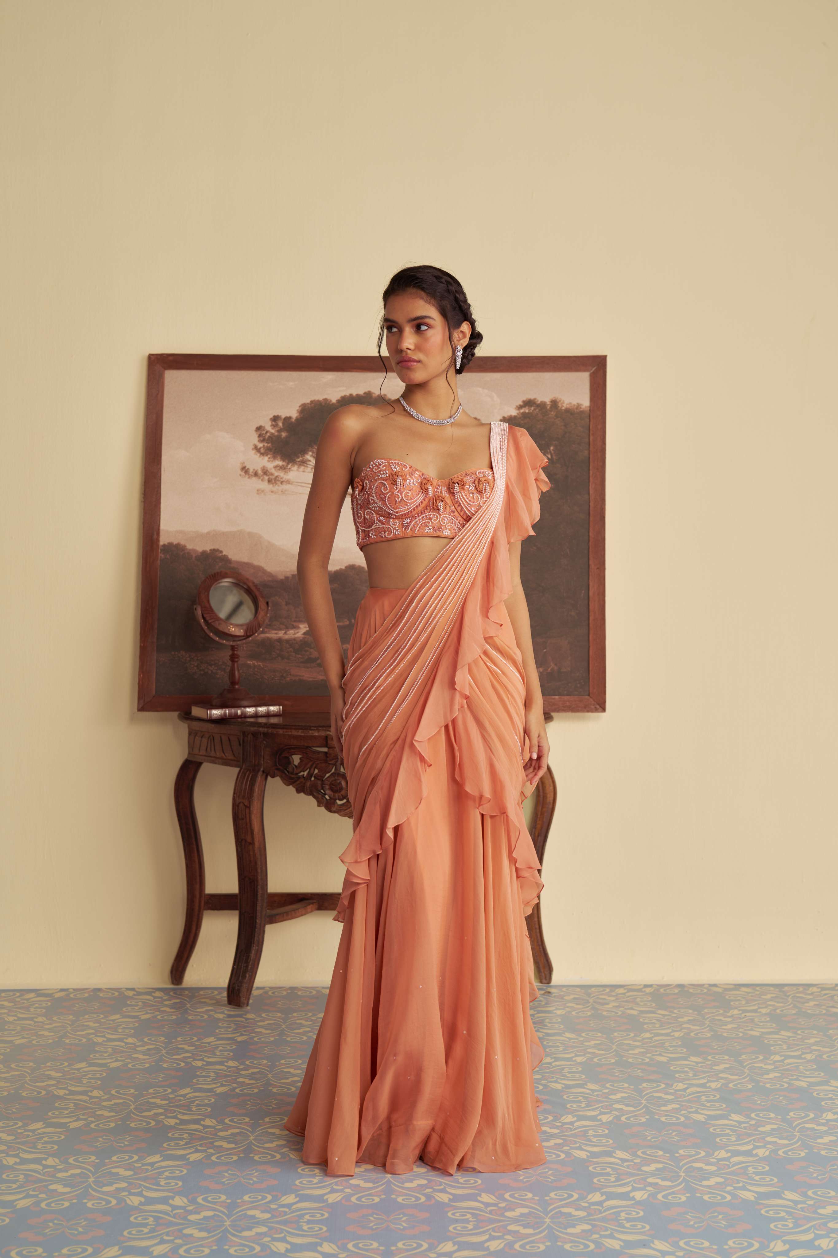 Autumn Embrace drape saree set