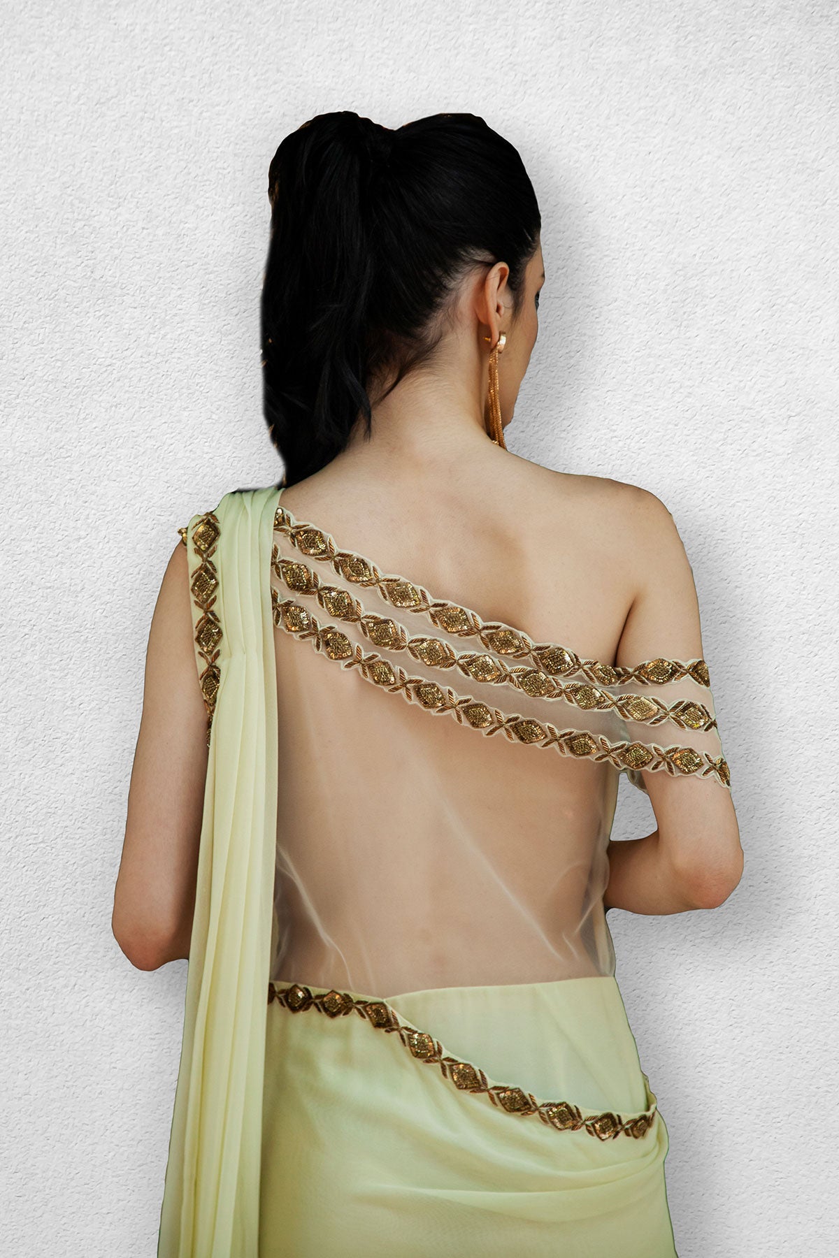 Pastel Lemon Drape Saree