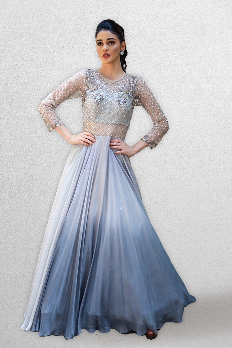 Grey  Body Gown  with Ombre