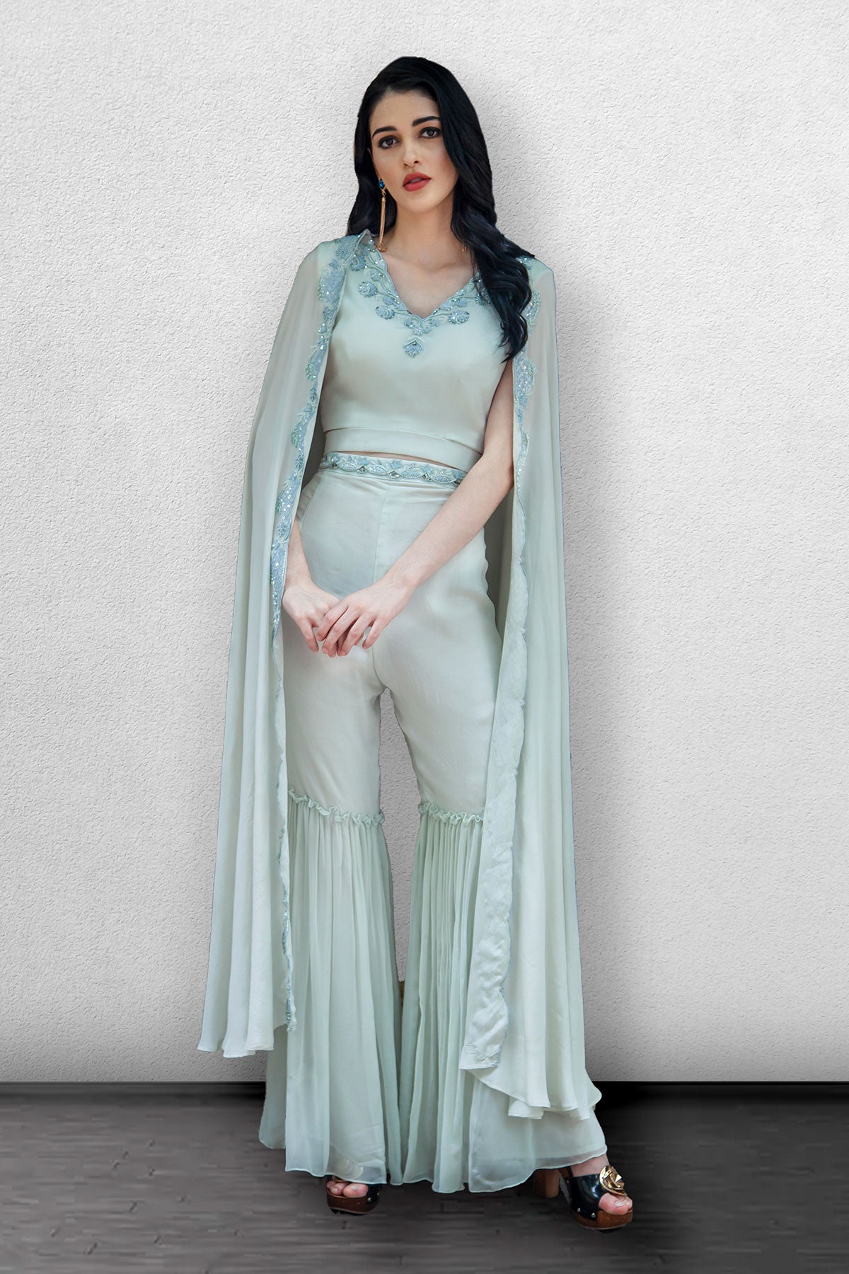 Powder Blue Top,Garara and Cape