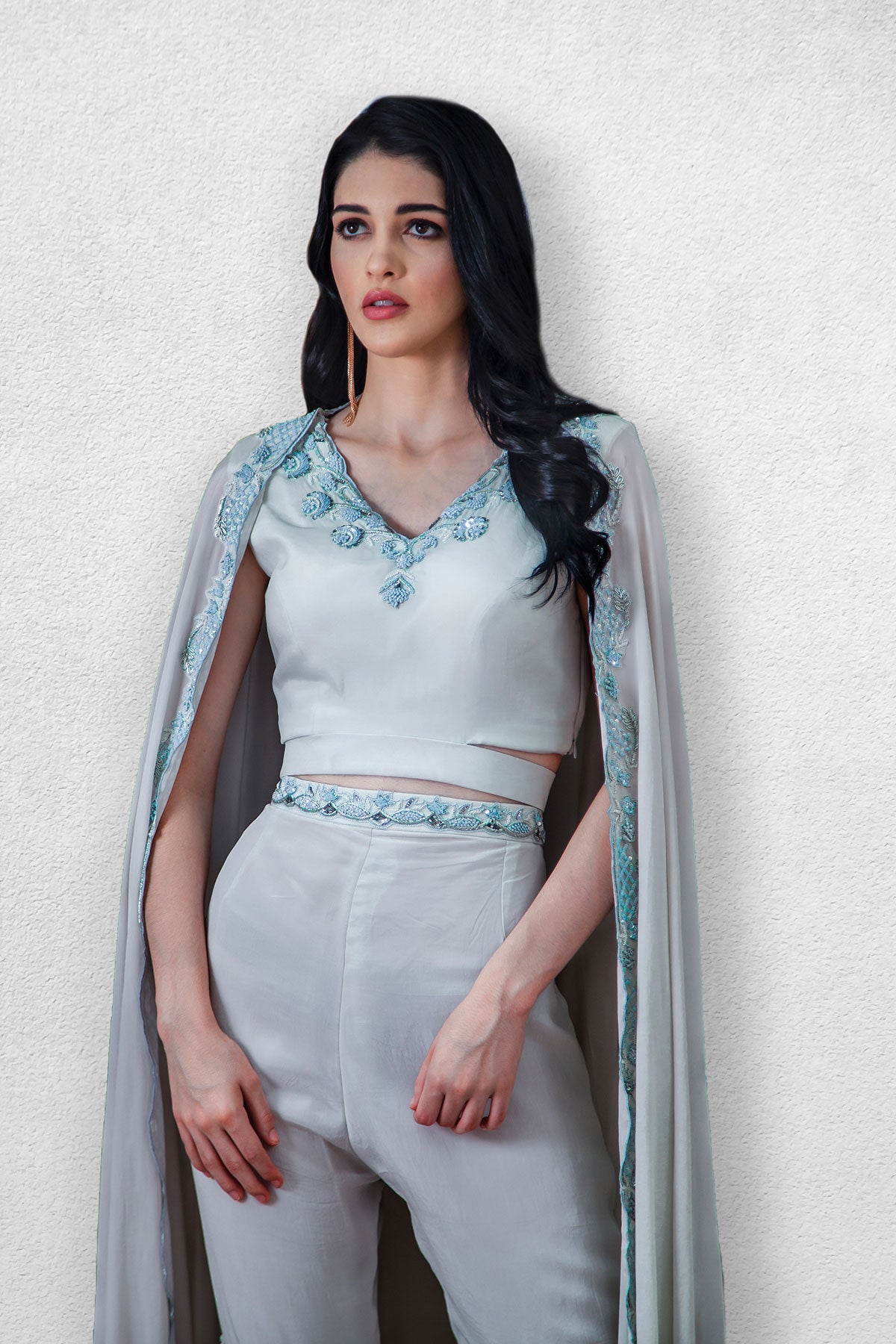 Powder Blue Top,Garara and Cape