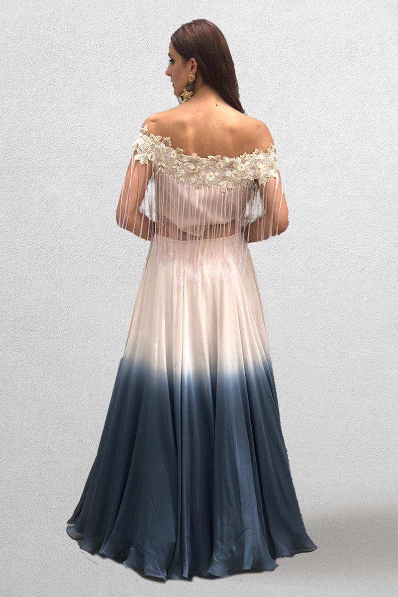 Nude Off Shoulder hawing Gown